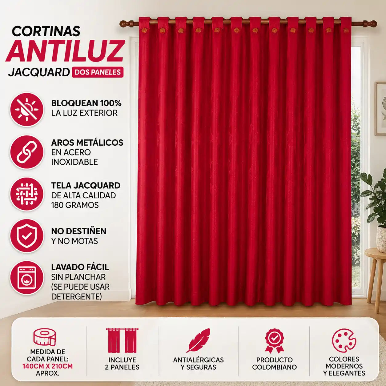 JACQUARD® Cortinas Antiluz Jacquard – Renueva Tu Hogar Con Elegancia y Más Privacidad