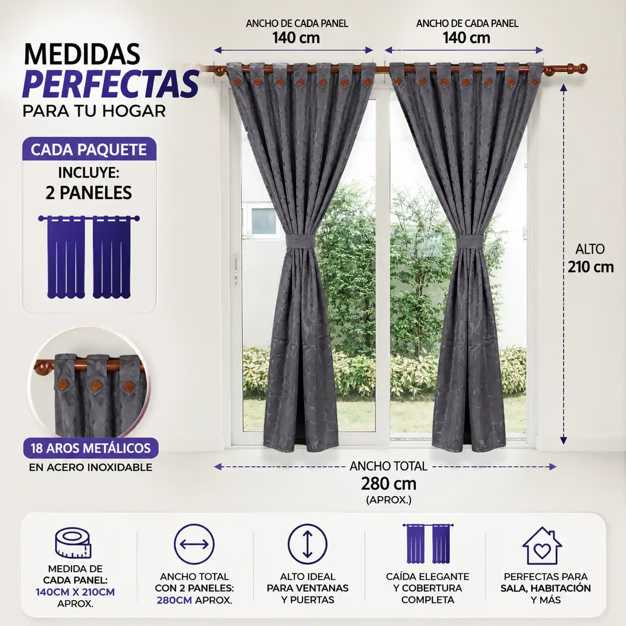 JACQUARD® Cortinas Antiluz Jacquard – Renueva Tu Hogar Con Elegancia y Más Privacidad