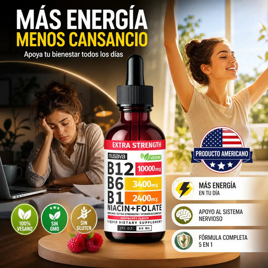 NUSAVA® Vitamina B12 Complex | Energía diaria en gotas sin complicaciones