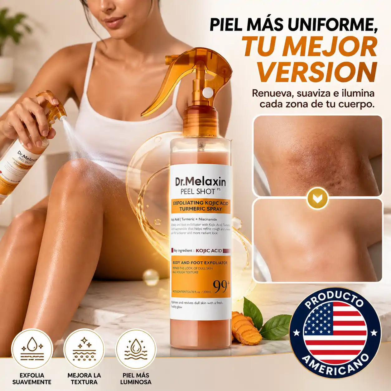 Dr. Melaxin Peel shot™ |  Spray Exfoliante Aclarante – Piel más uniforme y luminosa desde casa