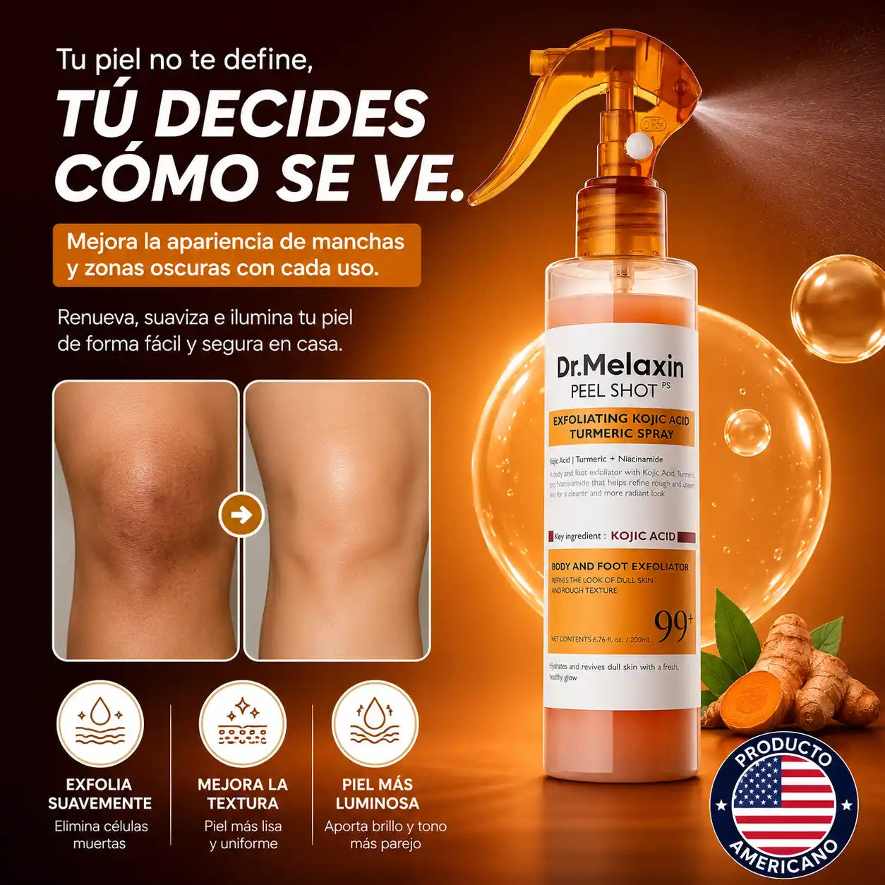 Dr. Melaxin Peel shot™ |  Spray Exfoliante Aclarante – Piel más uniforme y luminosa desde casa