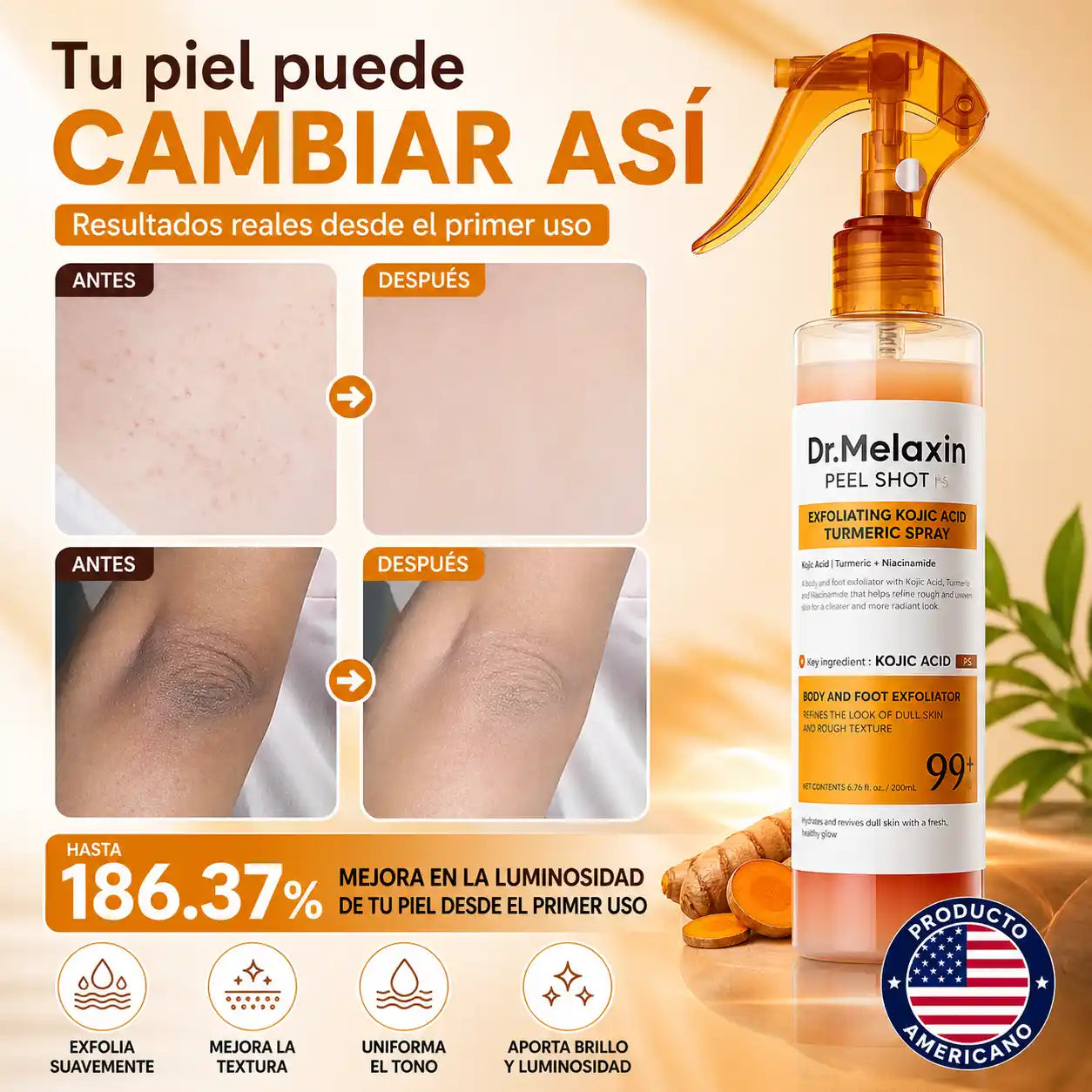 Dr. Melaxin Peel shot™ |  Spray Exfoliante Aclarante – Piel más uniforme y luminosa desde casa