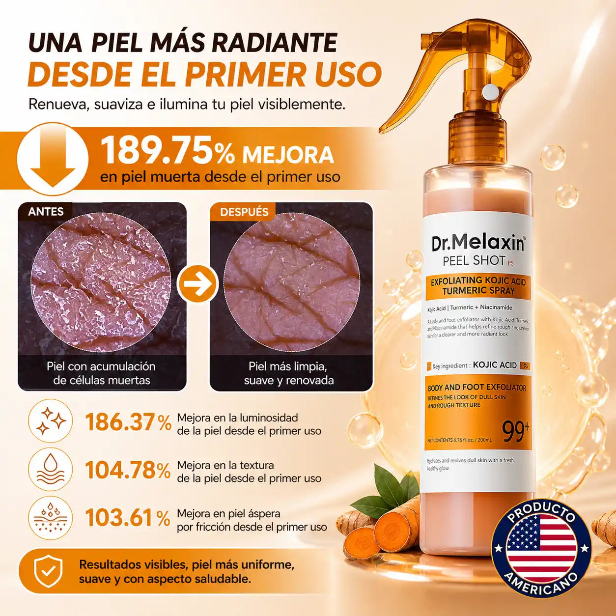 Dr. Melaxin Peel shot™ |  Spray Exfoliante Aclarante – Piel más uniforme y luminosa desde casa