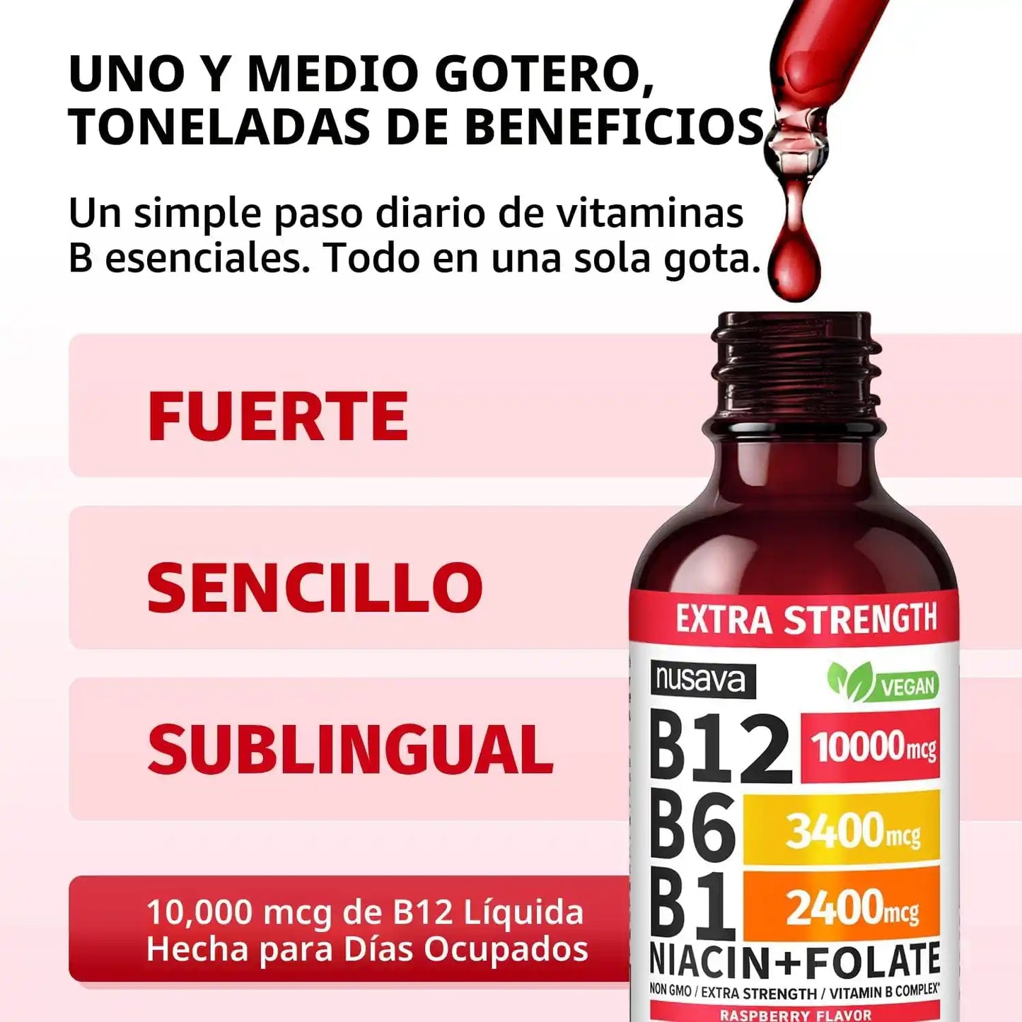 NUSAVA® Vitamina B12 Complex | Energía diaria en gotas sin complicaciones