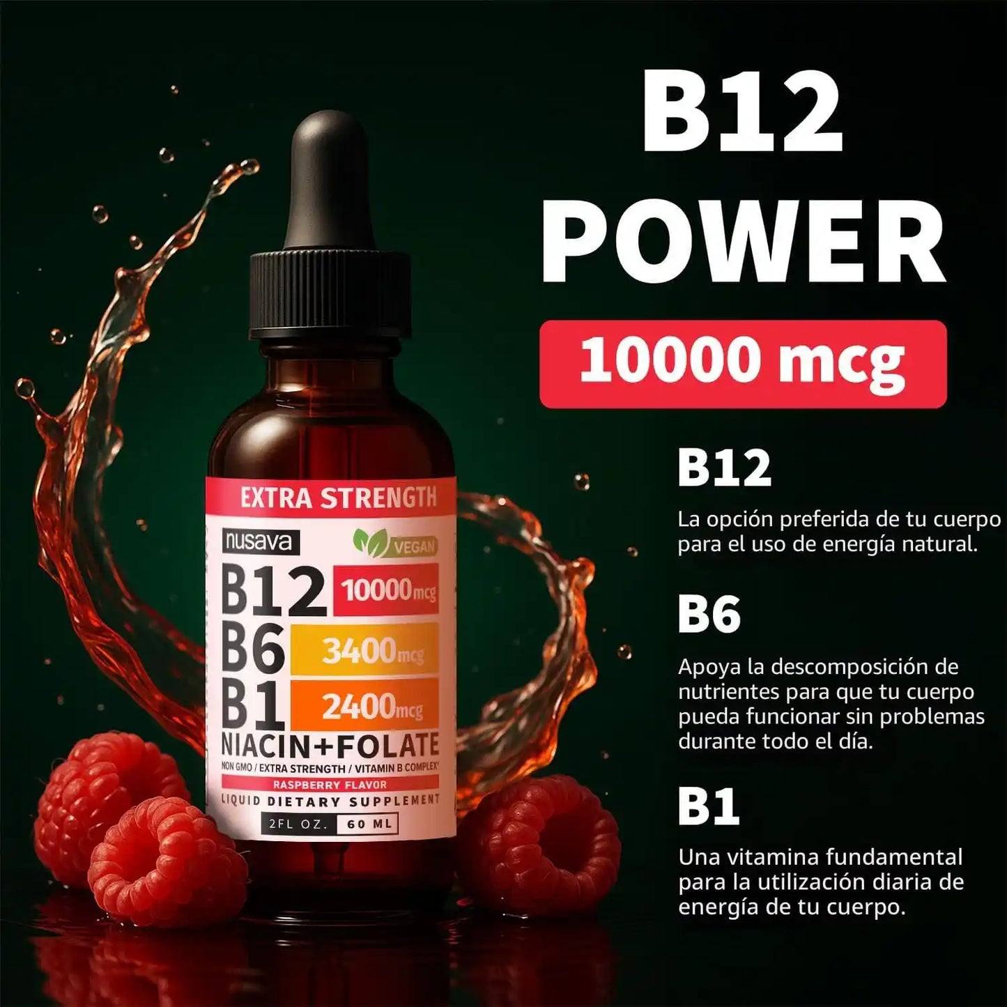 NUSAVA® Vitamina B12 Complex | Energía diaria en gotas sin complicaciones